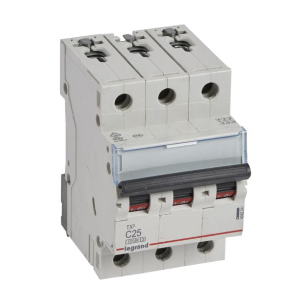 Disjoncteur miniature TX3 25 A, 400 V, 3P, courbe C, 10kA – Legrand 404224