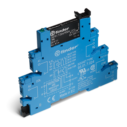 Module d’interface à relais statique bornes à vis, 6.2mm, entrée 24VDC, 1NO, sortie 2A, 240VAC – FINDER 388170248240 – lot de 10