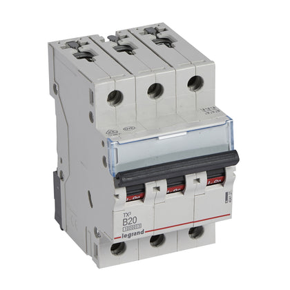 Disjoncteur miniature TX3 20 A, 400 V, 3P, courbe B, 10kA – Legrand 404127