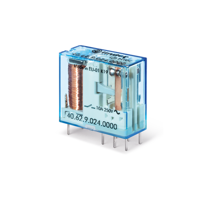 Relais pour PCB/enfichable 5mm, brochage, 2CO, 10A, 24VDC, AgSnO2 – FINDER 406270244000 – lot de 50