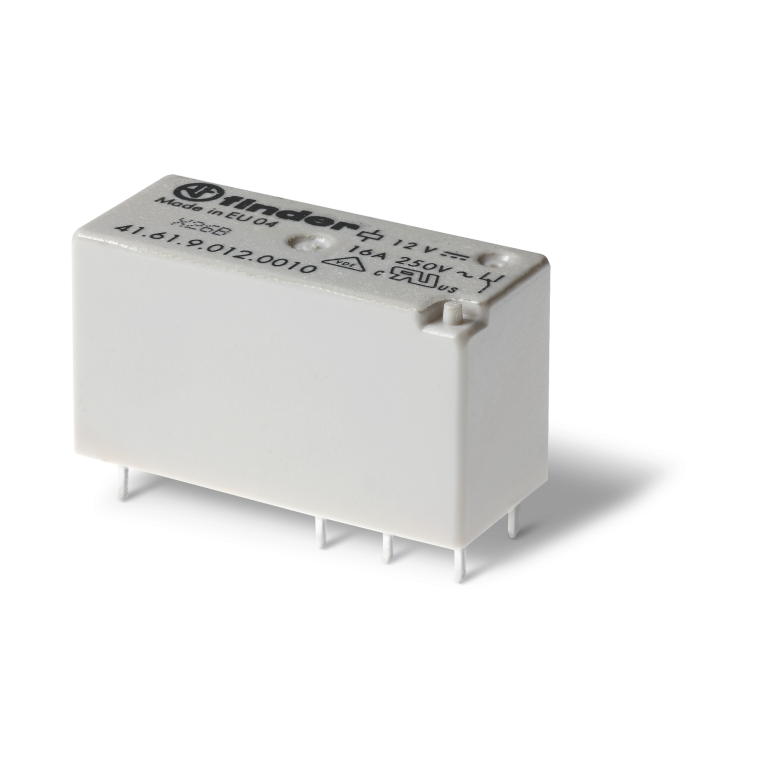 Relais PCB extra-plat 5mm, brochage, 1CO, 16A, 12VDC, AgNi – FINDER 416190120010 – lot de 20