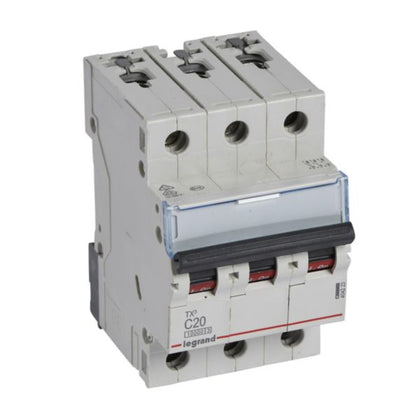 Disjoncteur miniature TX3 20 A, 400 V, 3P, courbe C, 10kA – Legrand 404223