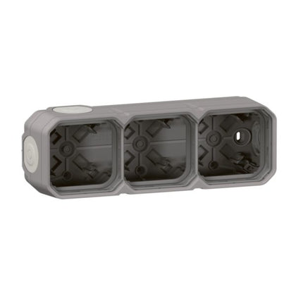 Boîte 3 postes horizontale et verticale Plexo gris, 226 mm, 57 mm, 82 mm, plastique – Legrand 069680L