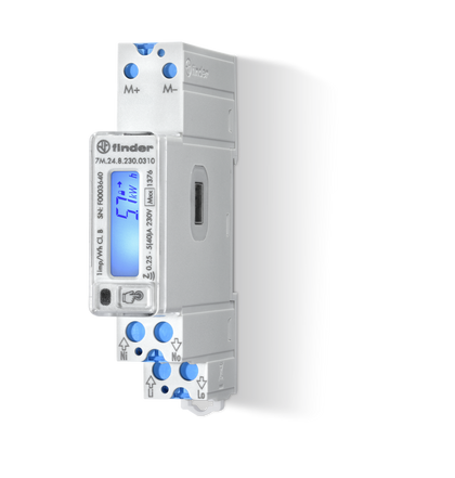 Compteur d’énergie 17.5mm, 1-phaseLCDisplay/, 40A, 230VAC, S0, MID – FINDER 7M2482300010