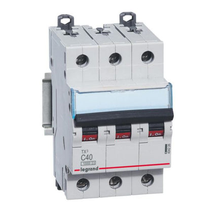 Disjoncteur miniature TX3 40 A, 400 V, 3P, courbe C, 10kA – Legrand 404226
