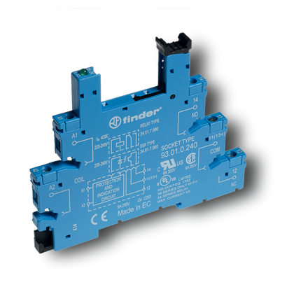 Socle relais à vis bleu 6+12+, 24VDC, pour rail de 35 mm, rail, 34.51/81 – FINDER 93017024 – lot de 10