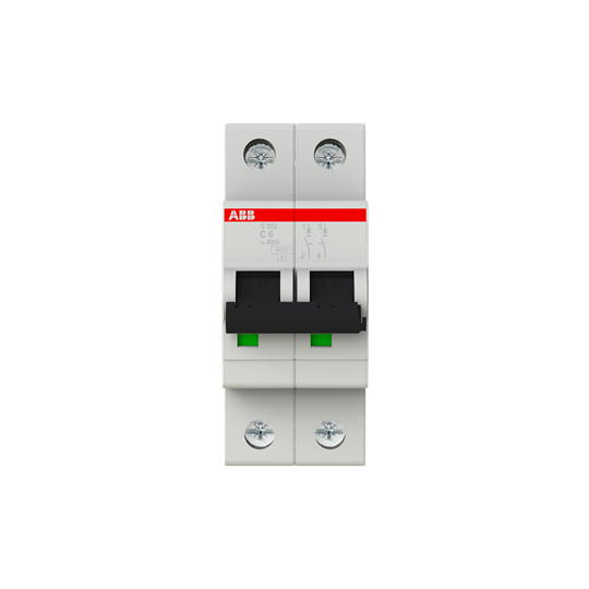 Disjoncteur modulaire S200 2P C 6 6kA – ABB 2CDS252001R0064