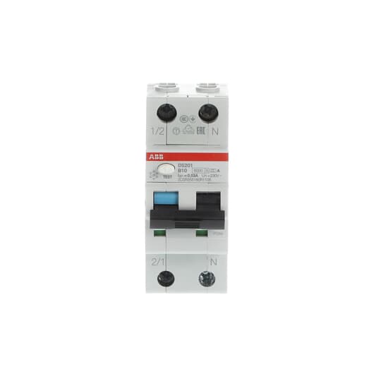 Disjoncteur différentiel DS201 1P+N B 10 30mA 6kA A – ABB 2CSR255180R1105