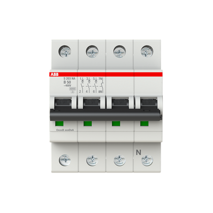 Disjoncteur modulaire S200 3P+N B 50 6kA NA – ABB 2CDS253103R0505