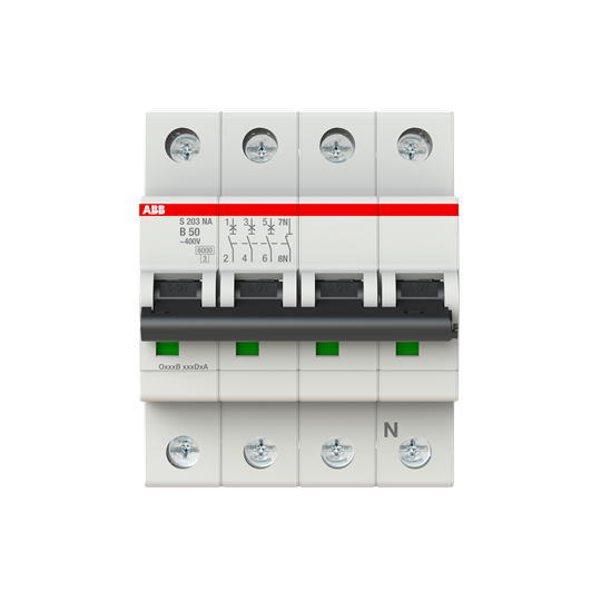 Disjoncteur modulaire S200 3P+N B 50 6kA NA – ABB 2CDS253103R0505