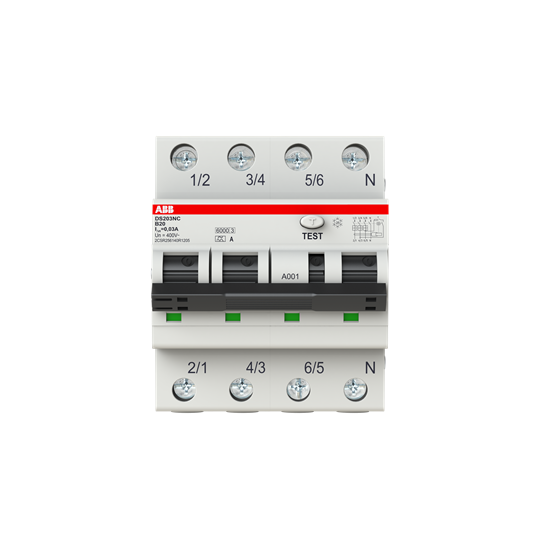 Disjoncteur différentiel DS203NC 3P+N B 20 30mA 6kA A – ABB 2CSR256140R1205