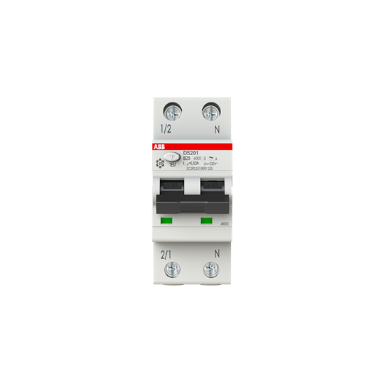 Disjoncteur différentiel DS201 1P+N B 25 30mA 6kA A – ABB 2CSR255180R1255