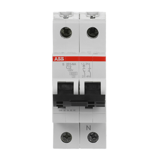 Disjoncteur modulaire S200 1P+N C 2 6kA – ABB 2CDS251103R0024