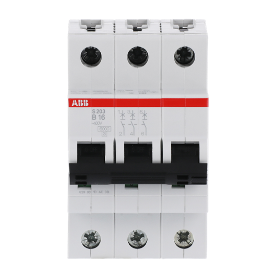 Disjoncteur modulaire S200 3P B 16 6kA – ABB 2CDS253001R0165