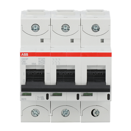 Disjoncteur 50kA, 80A, C char, 3 pôles – ABB 2CCG001232R0001