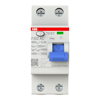 Interrupteur différentiel F200 2P 25A 300mA AC – ABB 2CSF202001R3400