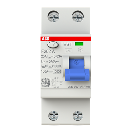 Interrupteur différentiel F200 2P 16A 10mA A – ABB 2CSF202101R1250