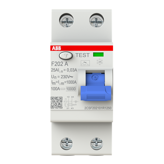 Interrupteur différentiel F200 2P 16A 10mA A – ABB 2CSF202101R1250