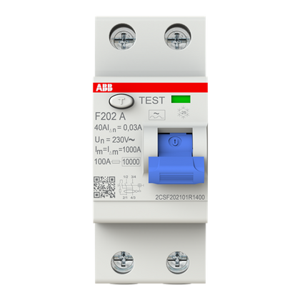 Interrupteur différentiel F200 2P 25A 30mA A – ABB 2CSF202101R1400