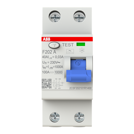 Interrupteur différentiel F200 2P 25A 30mA A – ABB 2CSF202101R1400