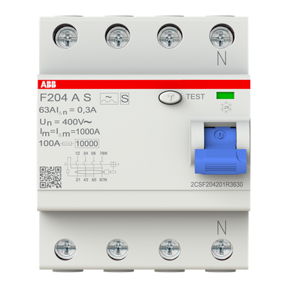 Interrupteur différentiel F200 4P 40A 300mA S – ABB 2CSF204201R3630