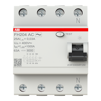 FH204 AC-25/0.03 interrupteur différentiel 4P AC type 30 mA – ABB 2CSF204004R1250