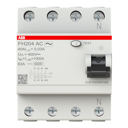 FH204 AC-40/0.03 interrupteur différentiel 4P AC type 30 mA – ABB 2CSF204004R1400