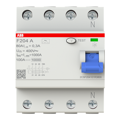 Interrupteur différentiel F200 4P 63A 300mA A – ABB 2CSF204101R3800
