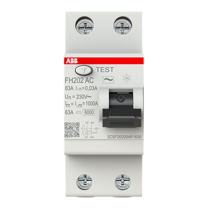 FH202 AC-63/0.03 interrupteur différentiel 2P AC type 30 mA – ABB 2CSF202004R1630