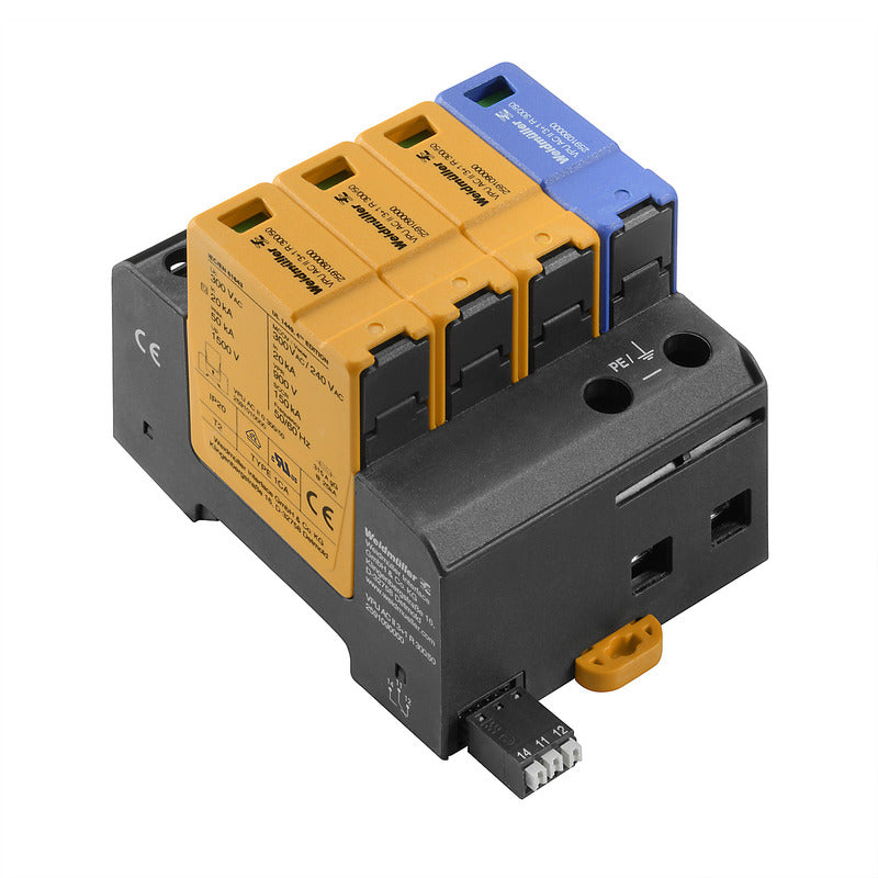 Parafoudre faible tension, surtension protection, avec distant contact, TT, IT avec N, IT sans N – Weidmüller 2591090000