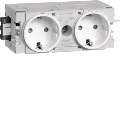 Prise de courant 2 postes Wago C-mount blanc signalisation – Hager GS20009016
