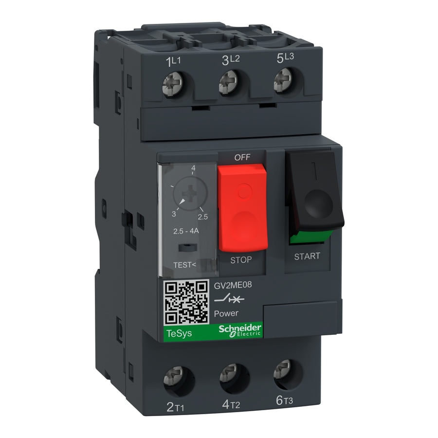 Disjoncteur moteur Schneider GV2ME 2,5 à 4 A 3P 3d déclencheur magnétothermique