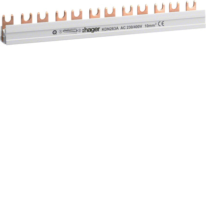 Barre omnibus Isolé, 2P fourche 10 mm², 12M – Hager KDN263A