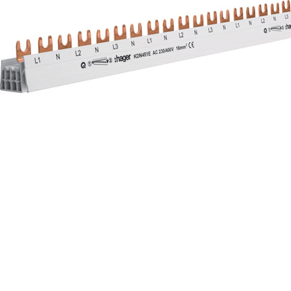 Barre omnibus Isolé 3x(P+N) fourche 16 mm², 57M – Hager KDN451E