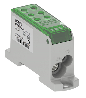 Répartiteur unipolaire OJL135A vert entrée Al/Cu 1x10/1x35 sortie Cu 2x10/4x16mm² – MOREK MAB1135G10