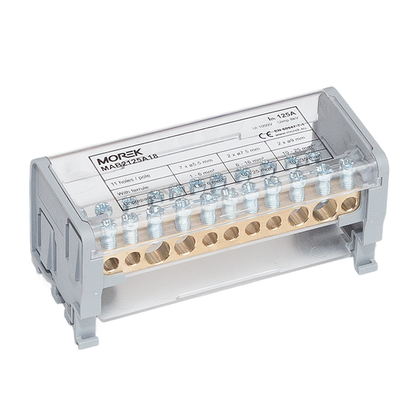 Répartiteur bipolaire Moblock 2P 125A-11 2x35 + 2x25 + 7x6mm² – MOREK MAB2125A18