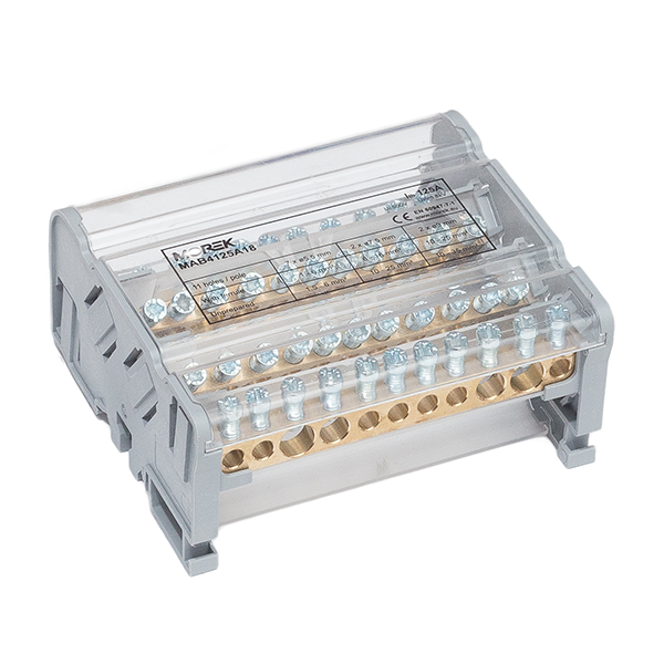 Répartiteur tétrapolaire Moblock 4P 125A-11 2x35 + 2x25 + 7x6mm² – MOREK MAB4125A18