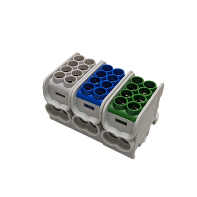 Borne de distribution HLAK25 3P gris, bleu, vert 2xAl/Cu 25mm²+16mm² 1000VAC/1500VDC – MOREK MAG3251ABG