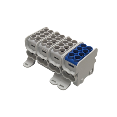 Borne de distribution HLAK25 4P gris, bleu 2xAl/Cu 25mm²+16mm² 1000VAC/1500VDC – MOREK MAG4253AB0