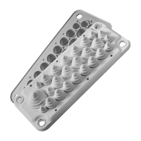 Plaque passe-câbles LMC25 IP54 RAL 7035 gris (avec chevilles) – MOREK MBA3F25L11