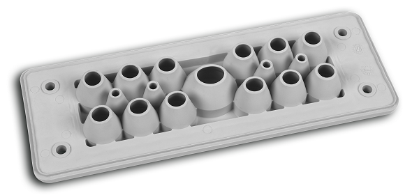 Plaque passe-câbles MH24 F17-3 IP66 RAL7035 gris UL94 V-0 – MOREK MBA8N17X10