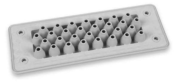 Plaque passe-câbles MH24 F30-1 IP66 RAL7035 gris UL94 V-0 – MOREK MBA8N30X10