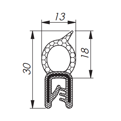 Profil d'étanchéité côté 0,8-2,5 RAL 9005 bobine noire 100m – MOREK MCC020AB12