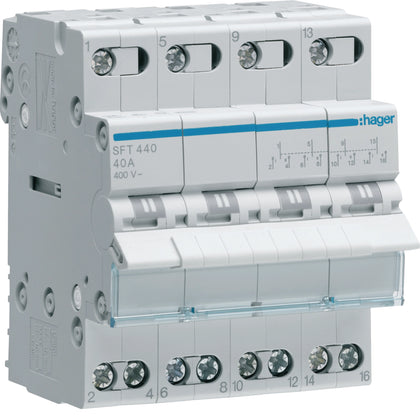 Inverseur avec point zéro 40 A 4P 400 - 400VAC 4 modules – Hager SFT440