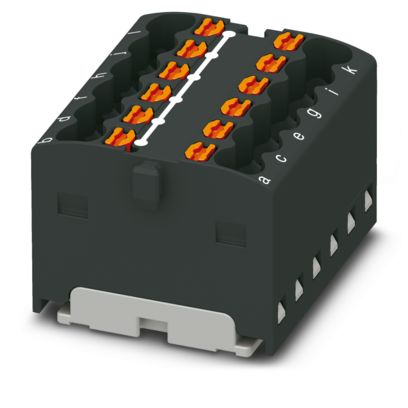 Bloc de distribution PTFIX 12X1.5 BK, 17.5A, noir, raccordement Push-in, pour encliquetage sur un adaptateur de rail DIN, montage direct avec bride, suspendu librement – Phoenix Contact 3002782 – lot de 20