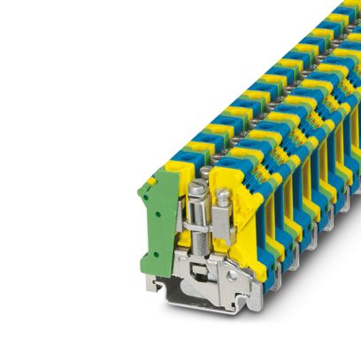 Bornier de conducteur de protection d’installation UK 6 N-PE/N, 57A, raccordement à vis, vert-jaune-bleu, Ns 35/7, 5, Ns 35/15, Ns 32 – Phoenix Contact 3024753 – lot de 10