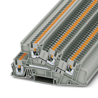 Bornier d’étage d’installation PTI 2.5-L/L, 24A, raccordement Push-in, 1st, 2nd et 3rd niveau, gris, Ns 35/7, 5, Ns 35/15, pas 2.5mm – Phoenix Contact 3213953 – lot de 50