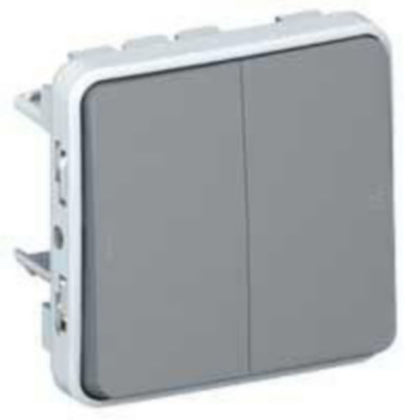 Double poussoir Plexo IP55, coloris gris – Legrand 069545