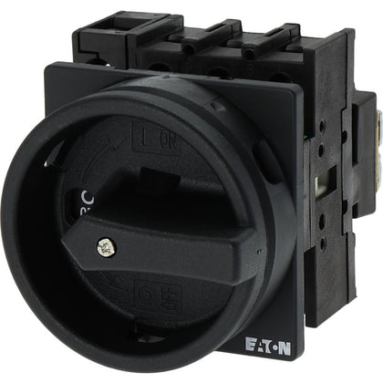 Interrupteur principal P1 32 A encastré 3P+N, fonction arrêt, poignée noire et collerette, cadenassable en position 0 – EATON 093452
