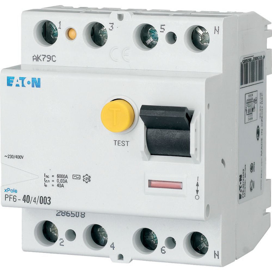 Interrupteur différentiel 25A, 4p, 30mA, type A – EATON 112930